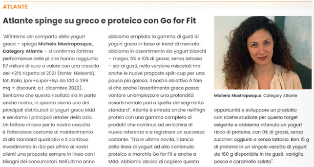 Atlante lancia nel mercato alto-proteico la nuova linea di yogurt proteici GFF - GO FOR FIT Michela Mastropasqua yogurt proteico go for fit Michela Mastropasqua yogurt proteico go for fit - Atlante lancia nel mercato alto-proteico la nuova linea di yogurt proteici GFF - GO FOR FIT