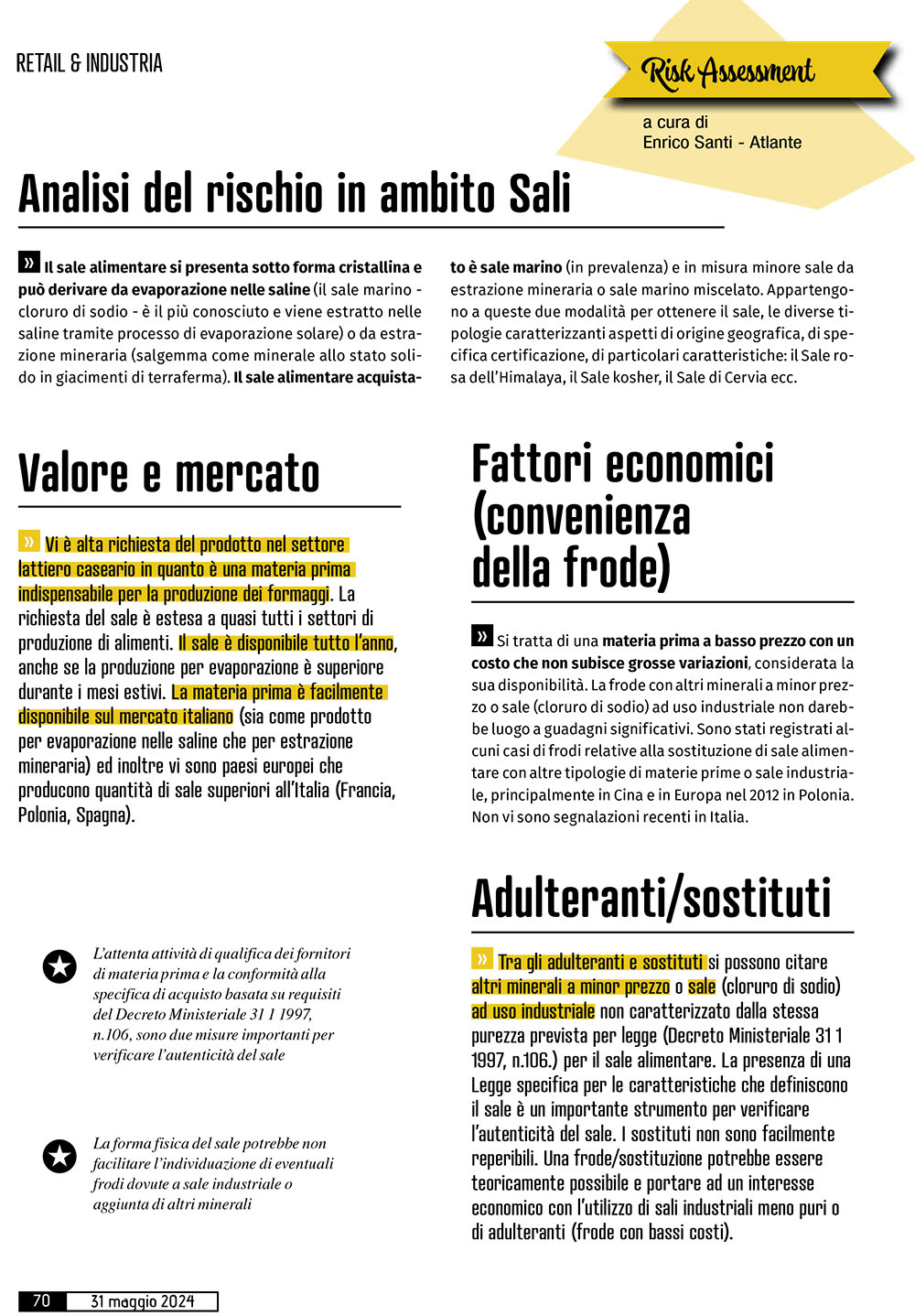 SALI 2024 009 - Food Fraud: Focus sul Sale