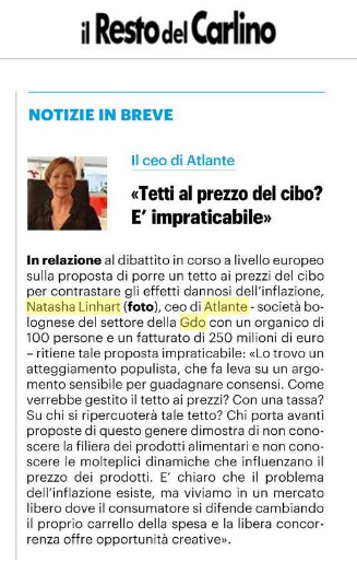 il resto del carlino Natasha Linhart tetto prezzo del cibo - Il tetto ai prezzi food? Insensato e impraticabile