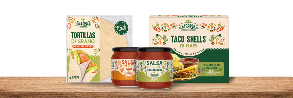 Saboria specialità messicane con tortillas, taco shells e salse speziate