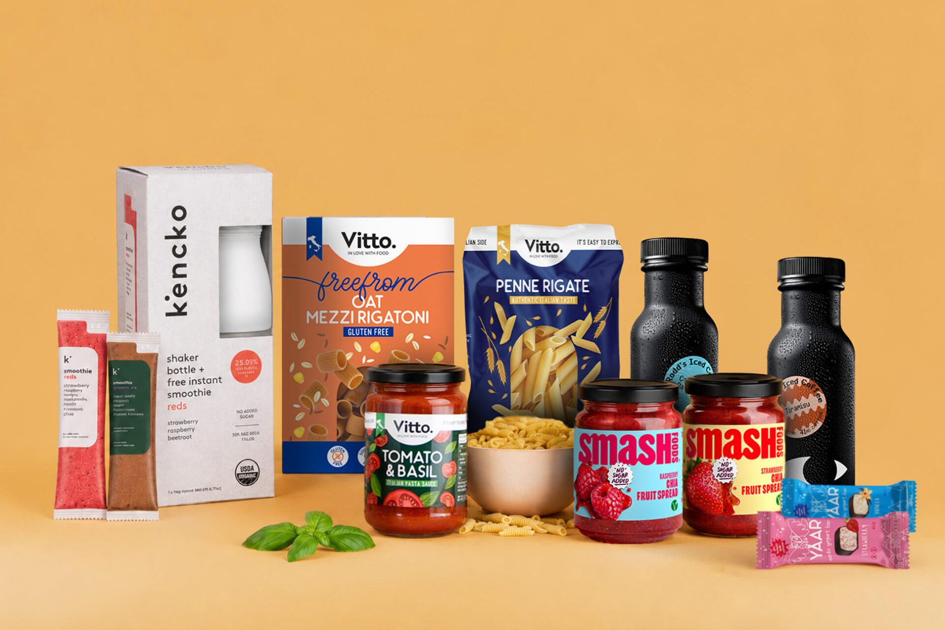 Selection of food and beverage products distributed by Atlante UK