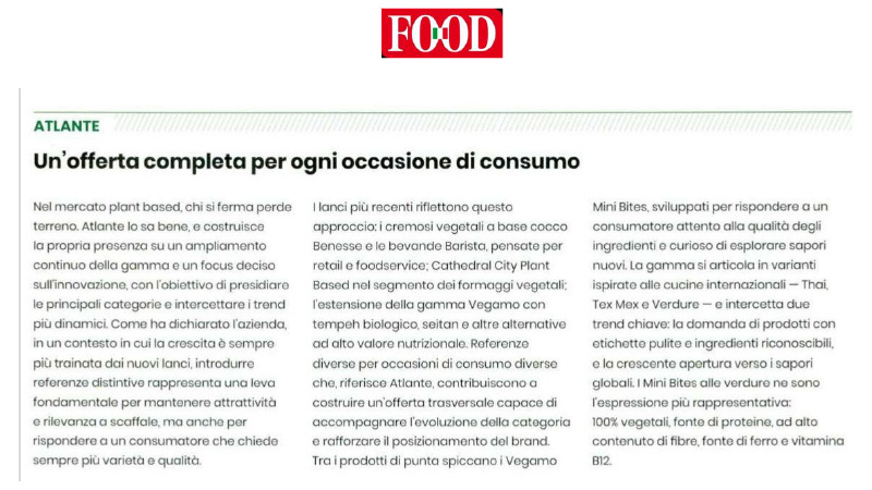 Articolo Atlante su Food del 31 luglio 2026