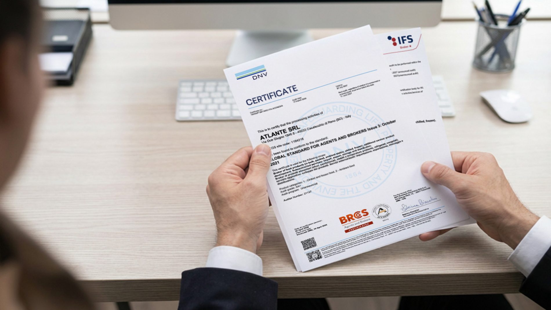 Certificato BRCGS Global Standard for Agents and Brokers e IFS Broker rilasciato ad Atlante SRL, Casalecchio di Reno