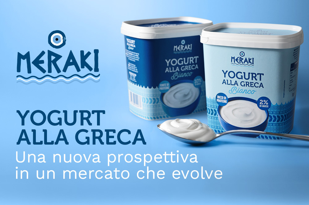 Yogurt alla greca Greek Style Meraki in formato da 1 kg, varianti 2% e 10% di grassi, pack square