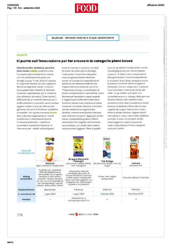 Articolo Food Bevande Plant Based settembre ART | Plant based: nuove occasioni di crescita tra innovazione e specializzazione