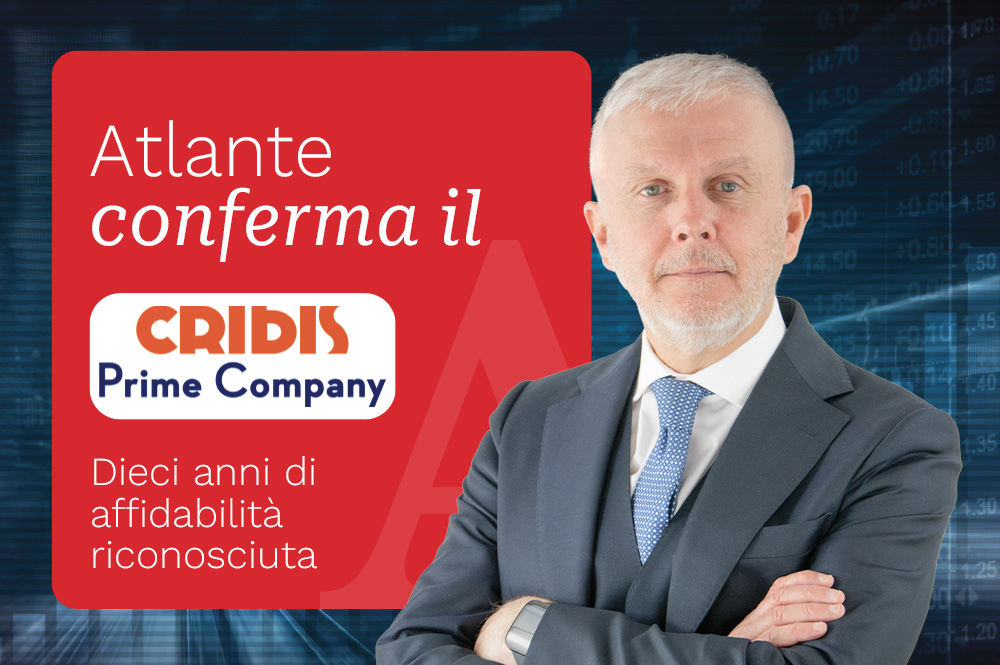 Sergio Picinini, Managing Director e CFO di Atlante, presenta il riconoscimento CRIBIS Prime Company ottenuto per il decimo anno consecutivo.