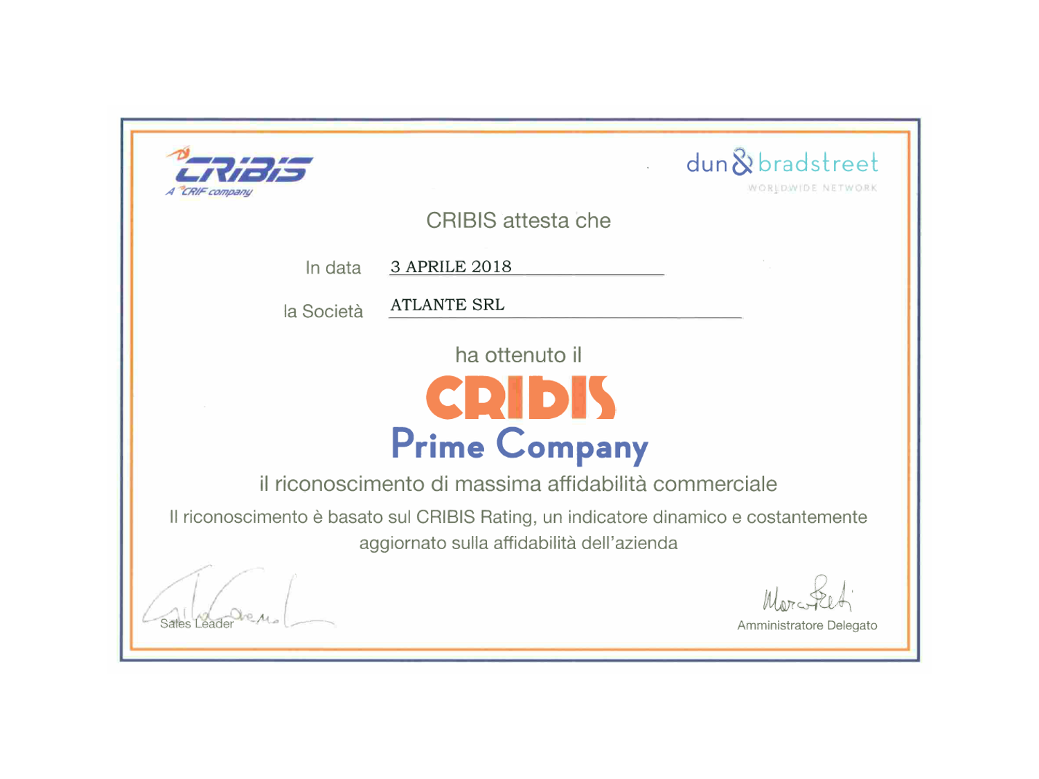 Cribis sito2 - Atlante si conferma una CRIBIS PRIME COMPANY