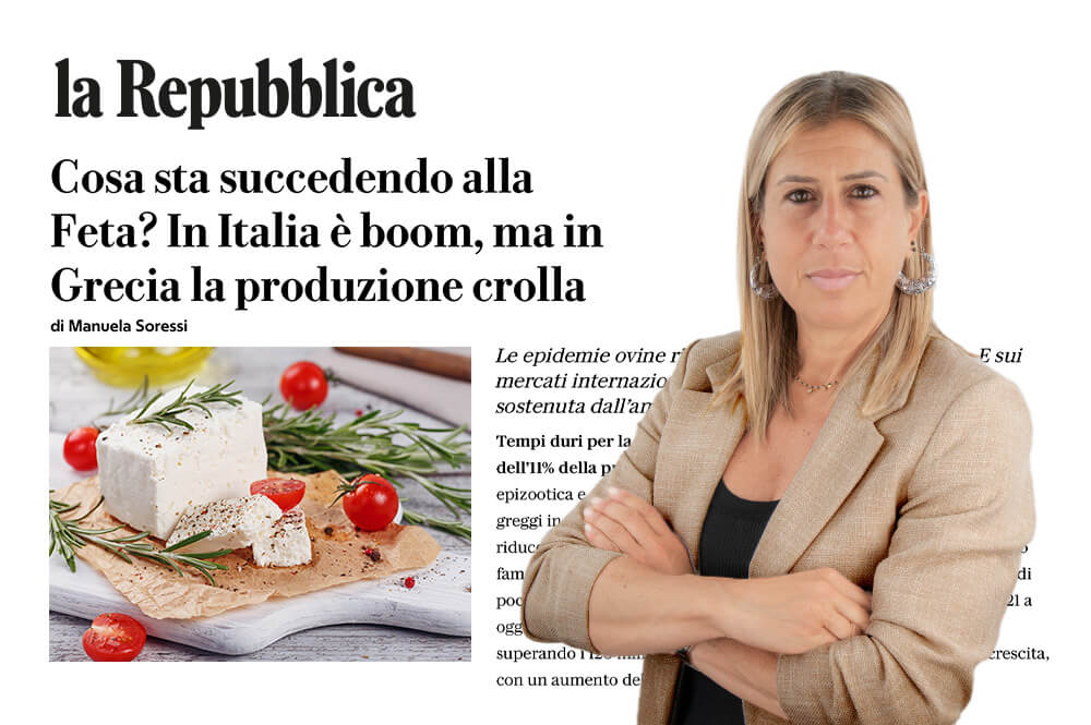 Giovanna Chiarini, direttrice commerciale Italia di Atlante, nell’articolo di Repubblica sulla Feta DOP