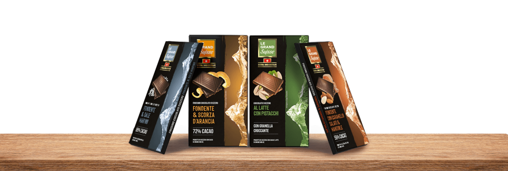 Gamma Le Grand Suisse di tavolette di cioccolato svizzero in diverse varianti