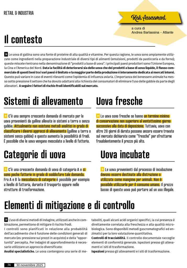 Articolo Food Fraud Uova a cura di Andrea Barlassina di Atlante su GDO Week